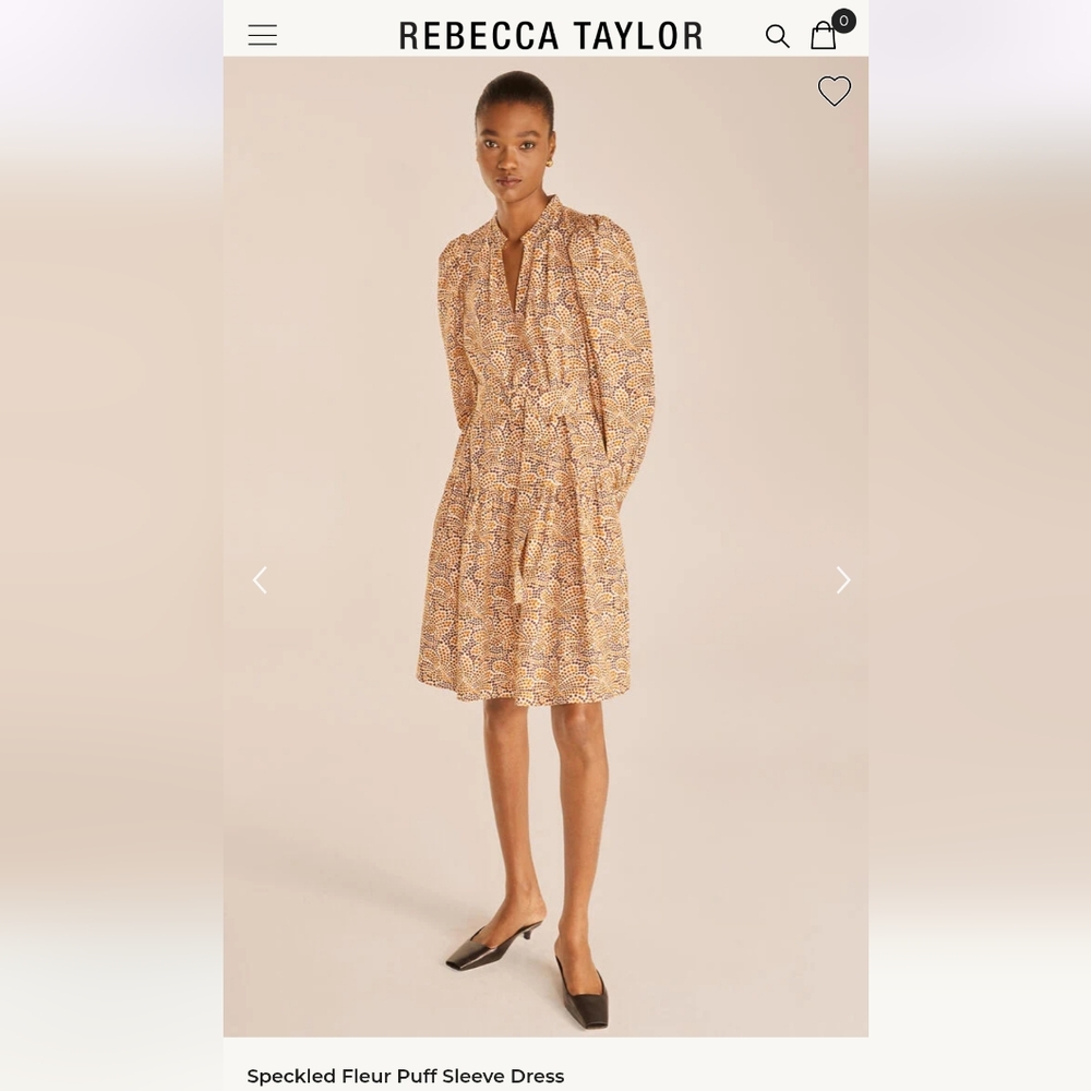 Rebecca Taylor Speckled Fluer Puff Sleeve Dress - Picture 1 of 11
